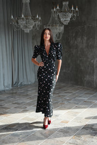 Muse floral dress in black