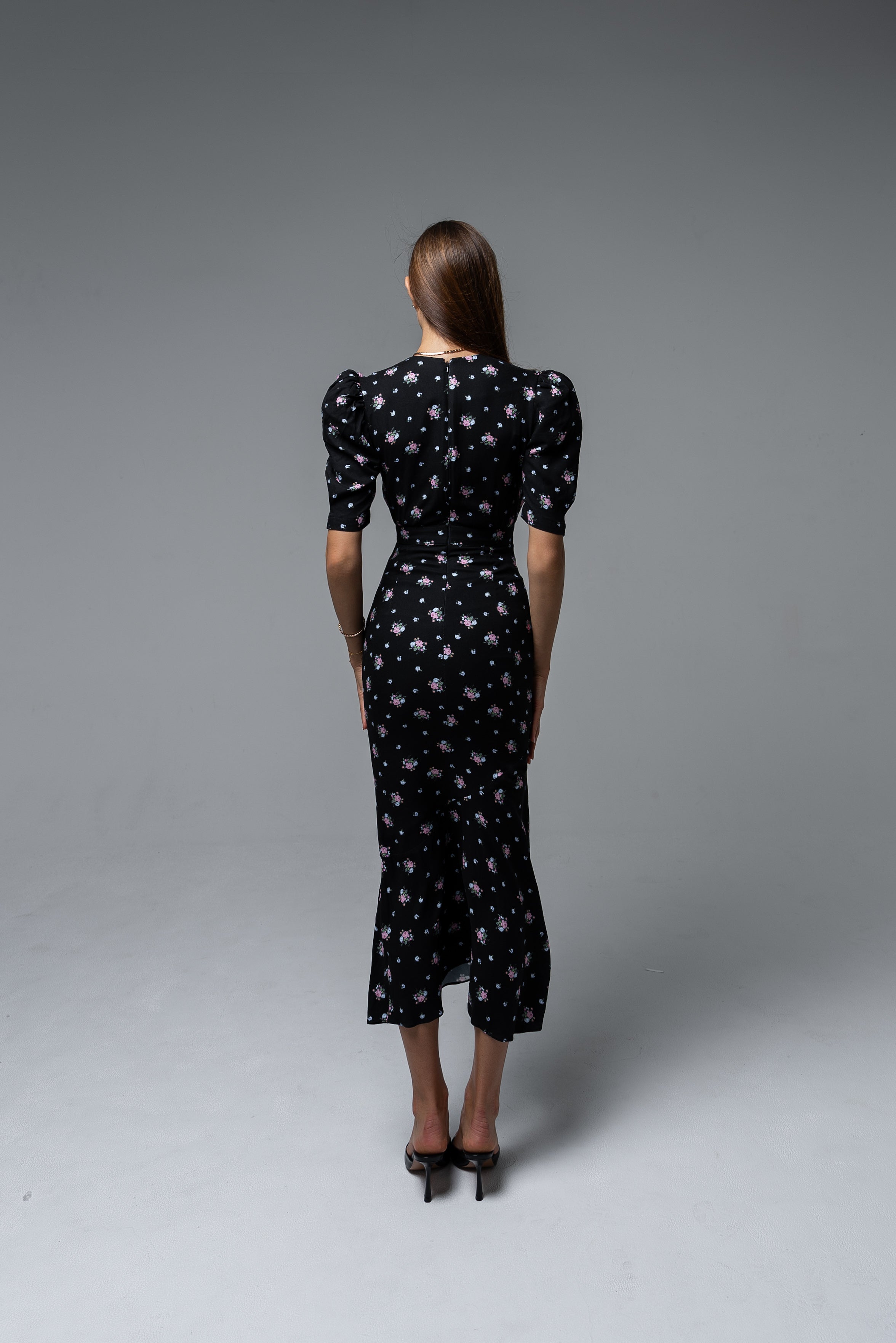 Muse floral dress in black