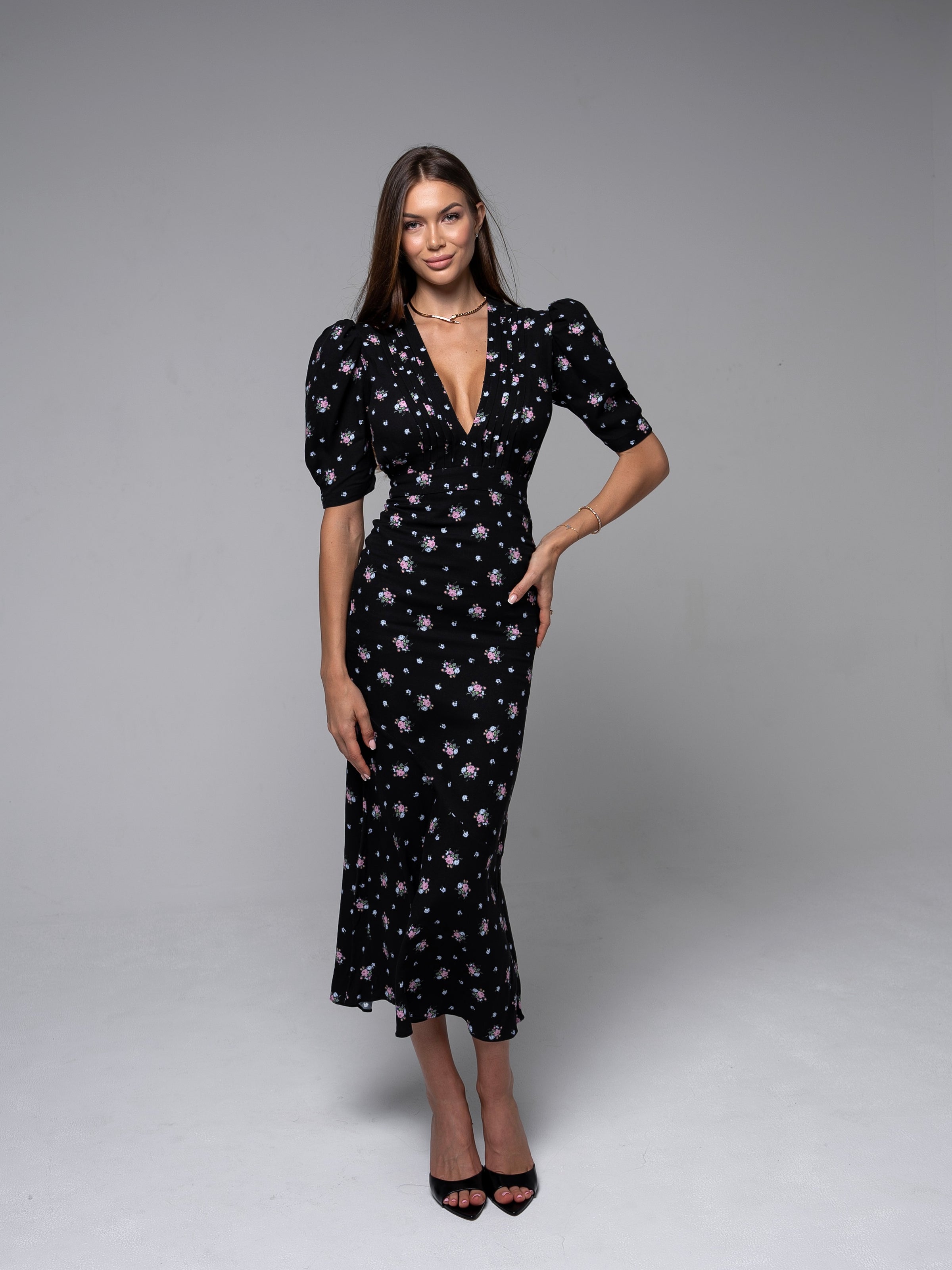 Muse floral dress in black