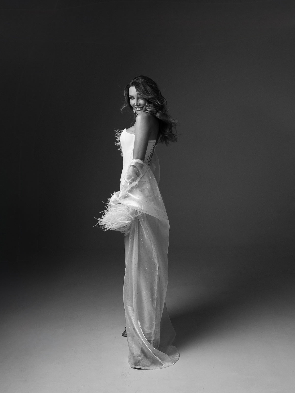 Cape with the feathers & crystals