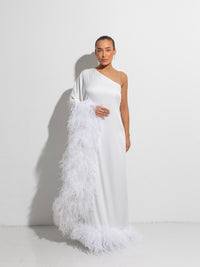 Iconic one shoulder dress in white