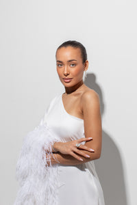 Iconic one shoulder dress in white