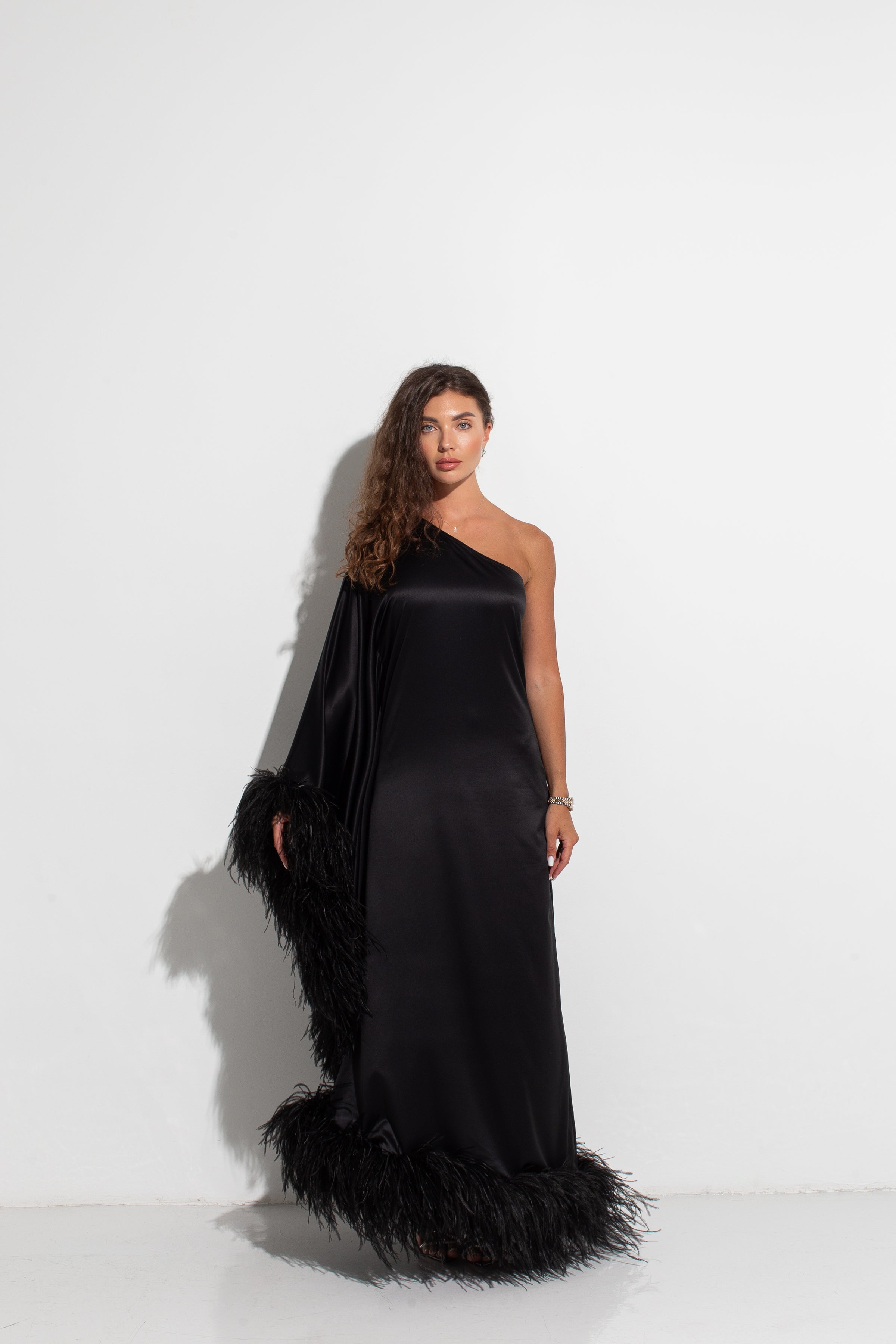 Iconic one shoulder dress in black