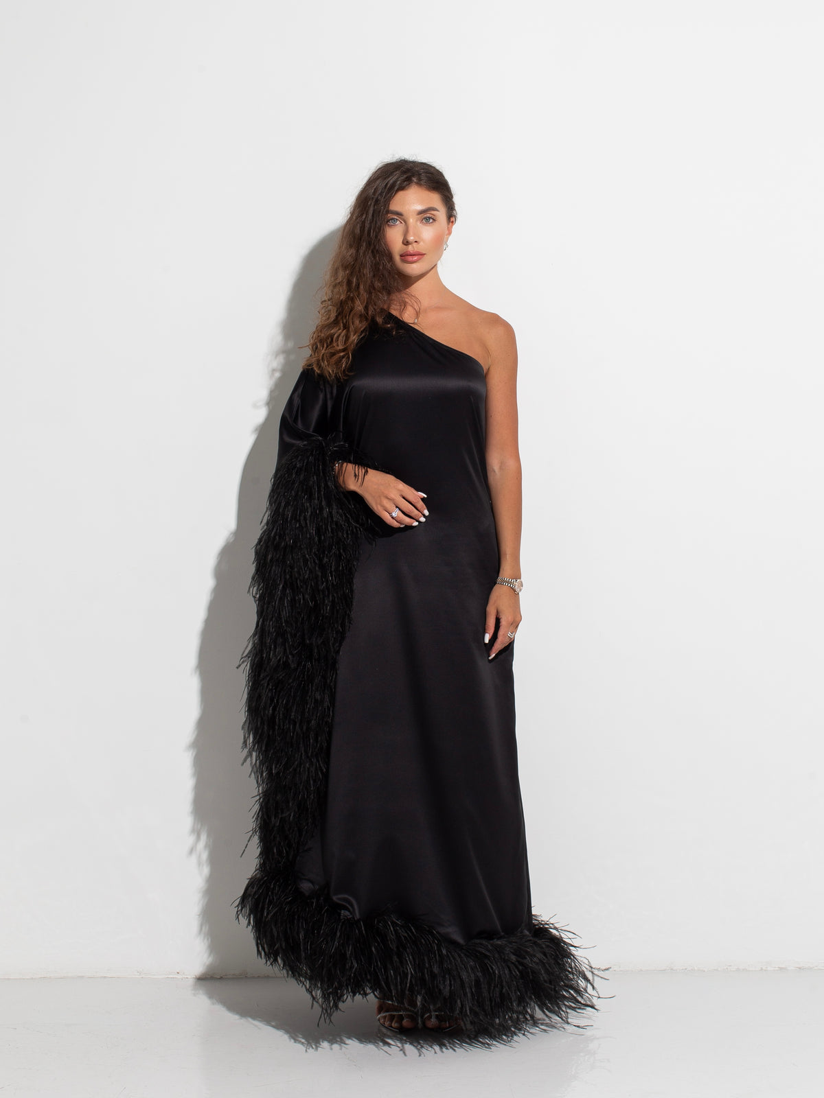 Iconic one shoulder dress in black