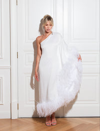 Iconic one shoulder dress in white